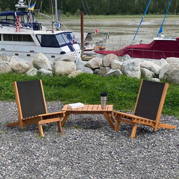 Acacia wood lounger set